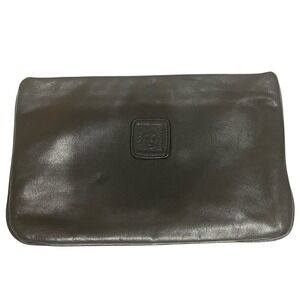 VTG Anne Klein Leather Clutch Bag Dark Brown Envelope‎ Style Evening Bag